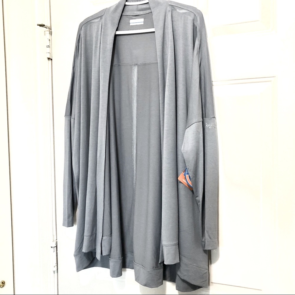Columbia Sportswear Gray Long Sleeves Open Front Knit Cover Up Wrap - Picture 3 of 13